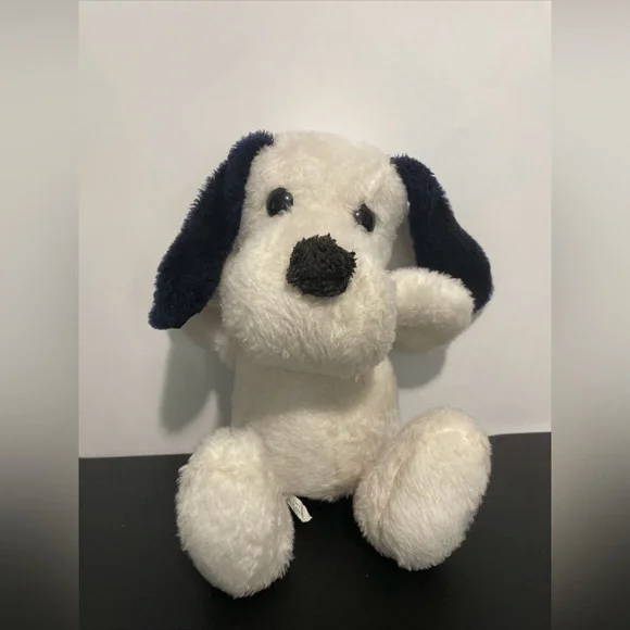 Vintage Gund Black White Puppy Dog Plush w Floppy Ears 15”